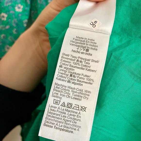 J CREW Printed Cotton Mini Shirtdress Dress Size 0 Green - Picture 6 of 8